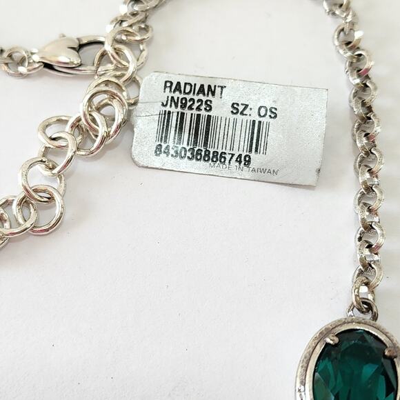 Brighton Radiant Green Teal Crystal Jeweled Flower Raindrop Necklace‎ NEW! - Picture 6 of 9